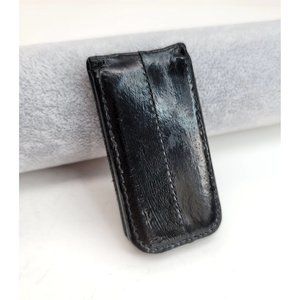 Black Leather Magnetic Money Clip 3x1.5" Men's Accessory JJ3310